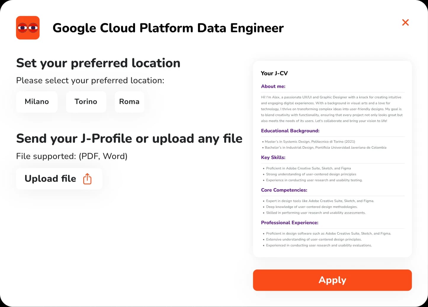 Candidati con un click